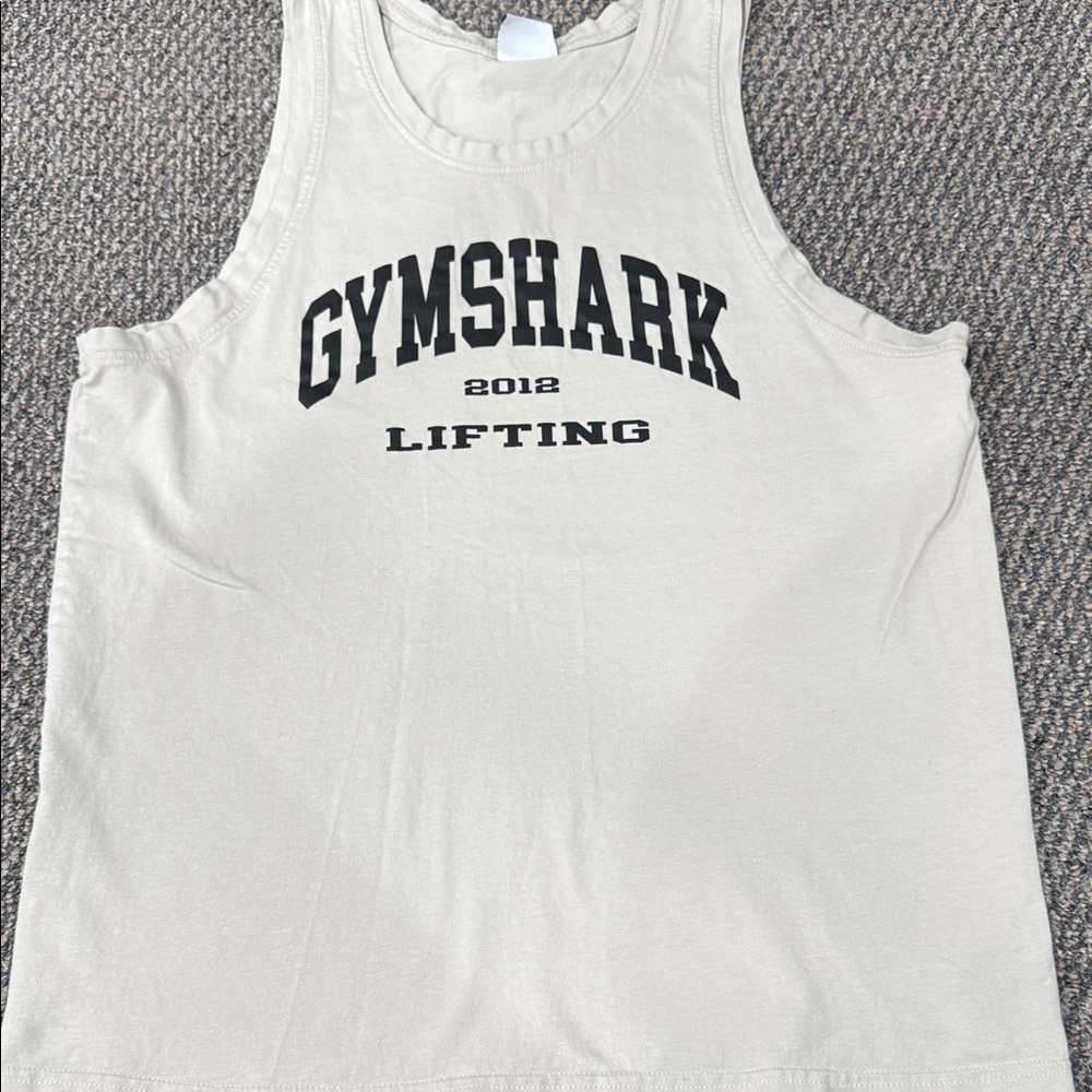 Gymshark Cream Tank with Black Lettering